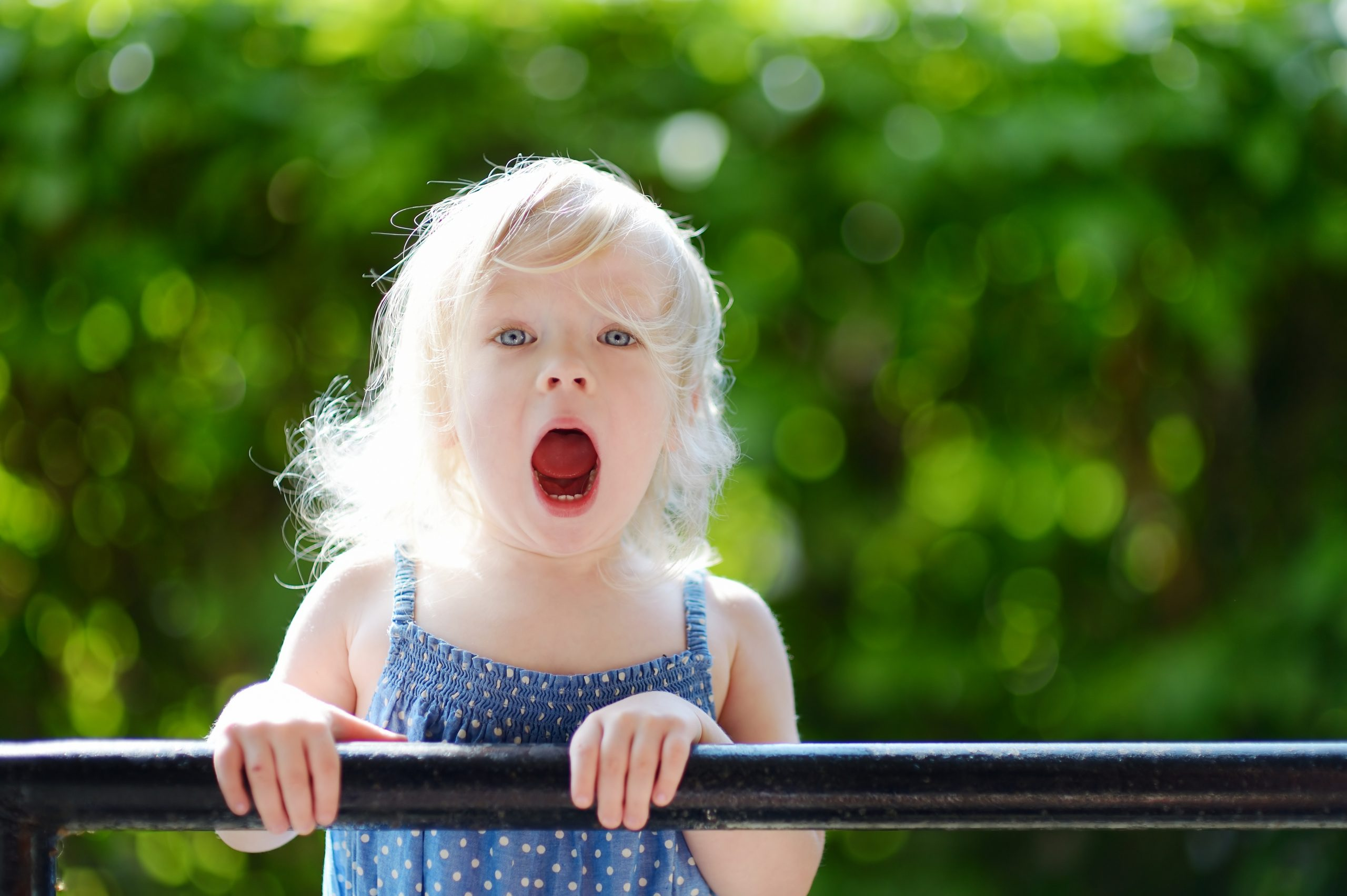 girl shouts over fence