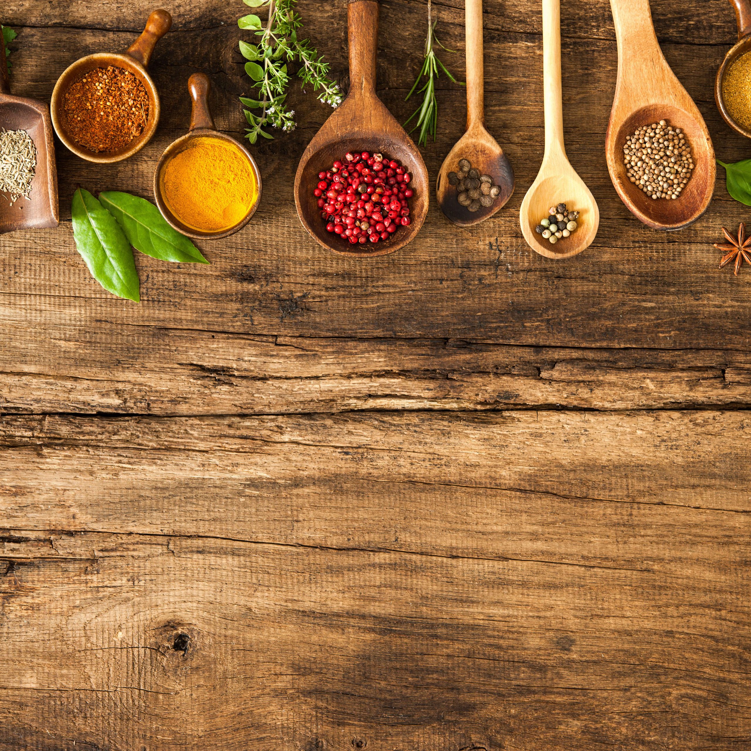 cooking spices on old wood table