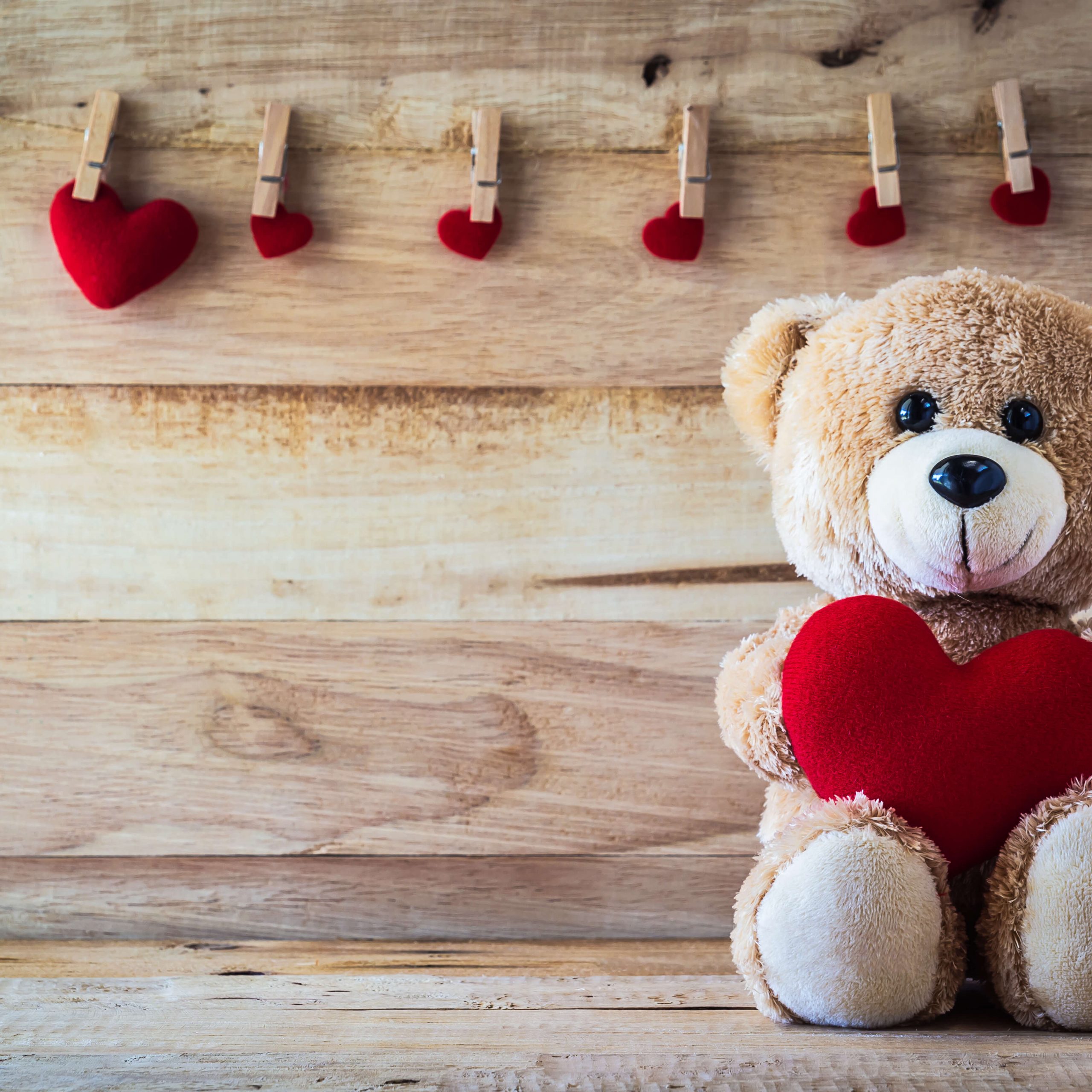 teddy bear with red hearts