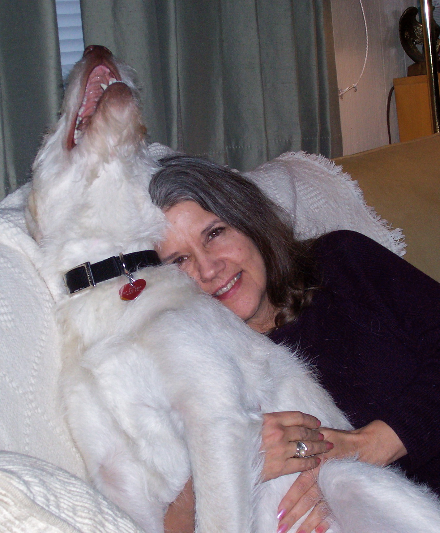 Dude and Tonia snuggle