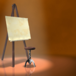 easel in the spotlight