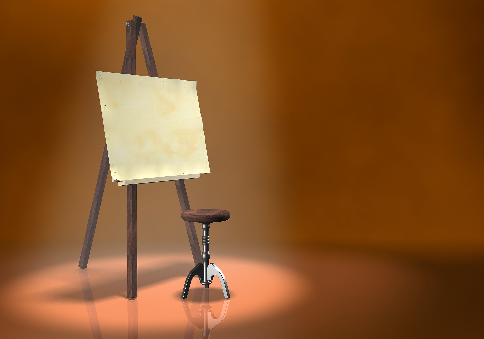 easel in the spotlight